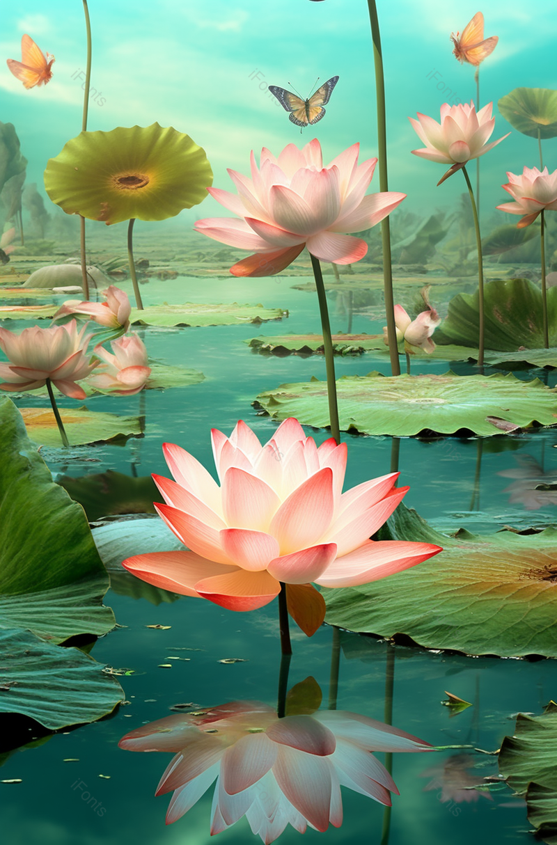夏日粉色荷花手绘,插画/手绘图,插画/手绘图库,插画/手绘图下载,插画/手绘